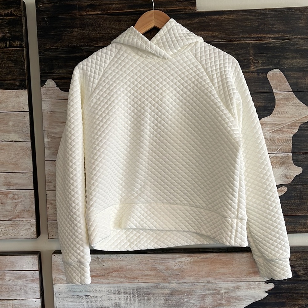 New Balance White Quilted Hoodie